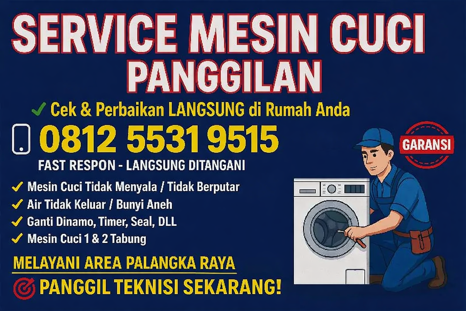 Jasa Tukang Service Mesin Cuci di Palangkaraya WA 0812 5531 9515